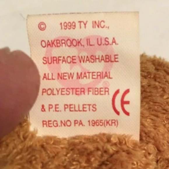 *FUZZ Tan Terry Bear, TY Beanie Babies, Rare, Tag Errors, 1998, Vintage - Picture 11 of 11